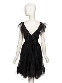 BILL BLASS FOR MAURICE RENTNER, LACE & FEATHER COCKTAIL DRESS