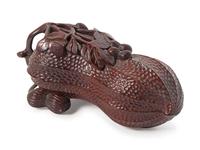A Chinese Rosewood Peanut-form Covered Box