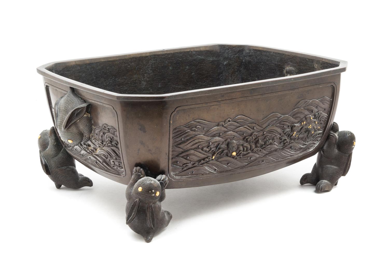 A Japanese Bronze Jardiniere Width 13 1/4 inches. — 19TH CENTURY