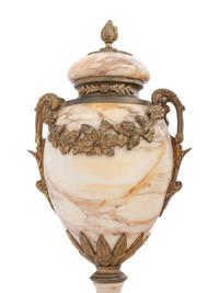 A Pair of Gilt Bronze Mounted Marble Urns