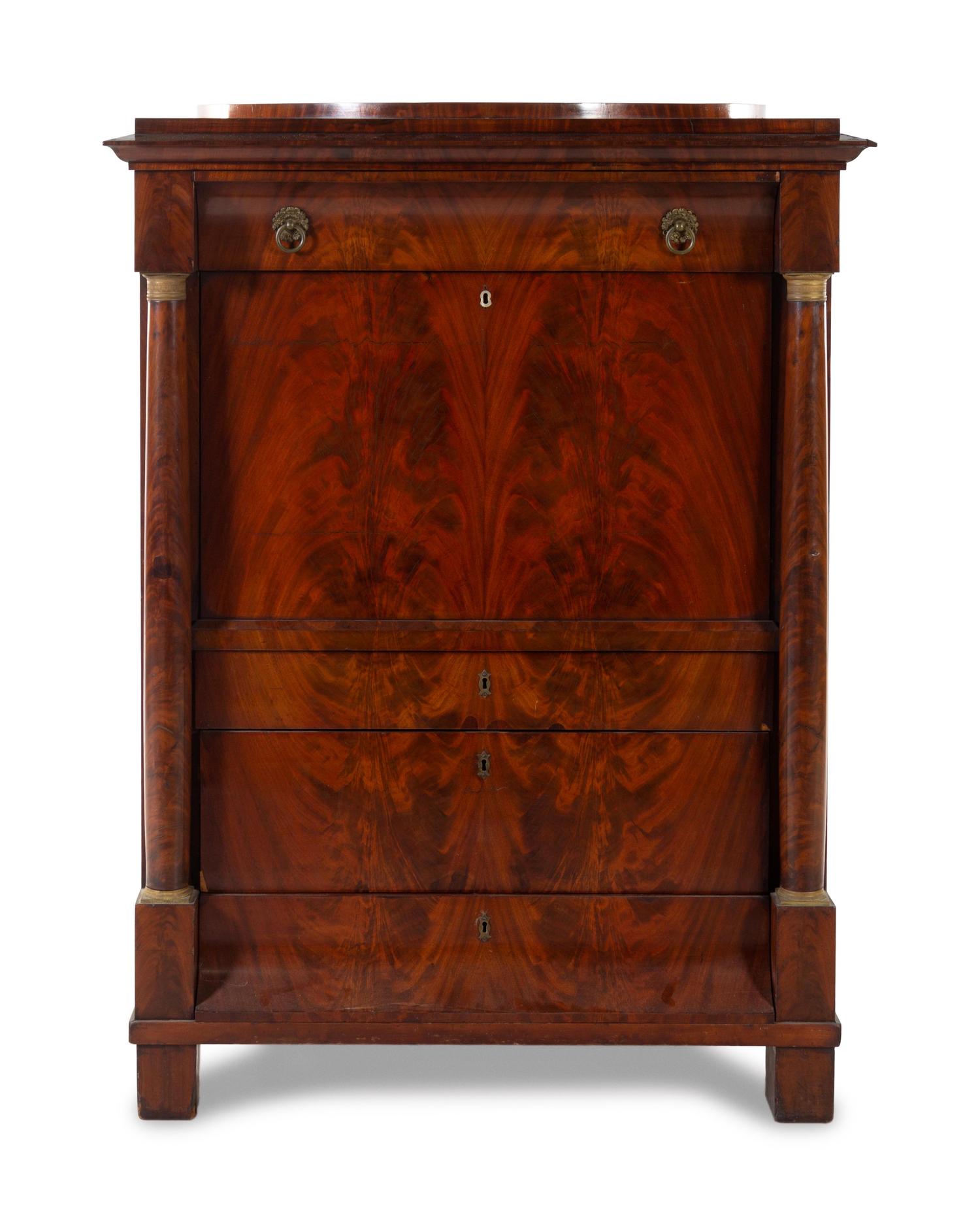 An Empire Mahogany Secrétaire à Abattant