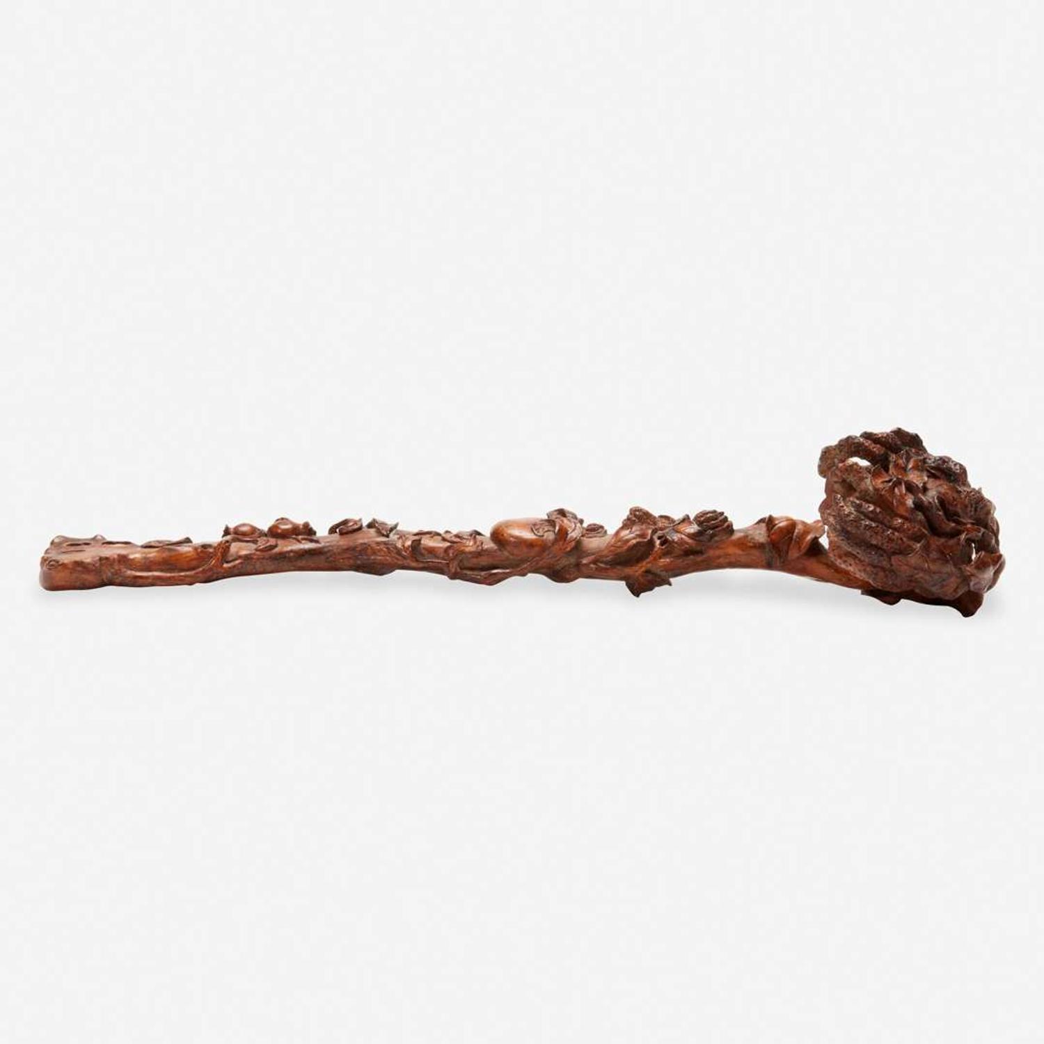 A Chinese carved bamboo ruyi scepter 竹雕佛手如意 18th/19th century ???????