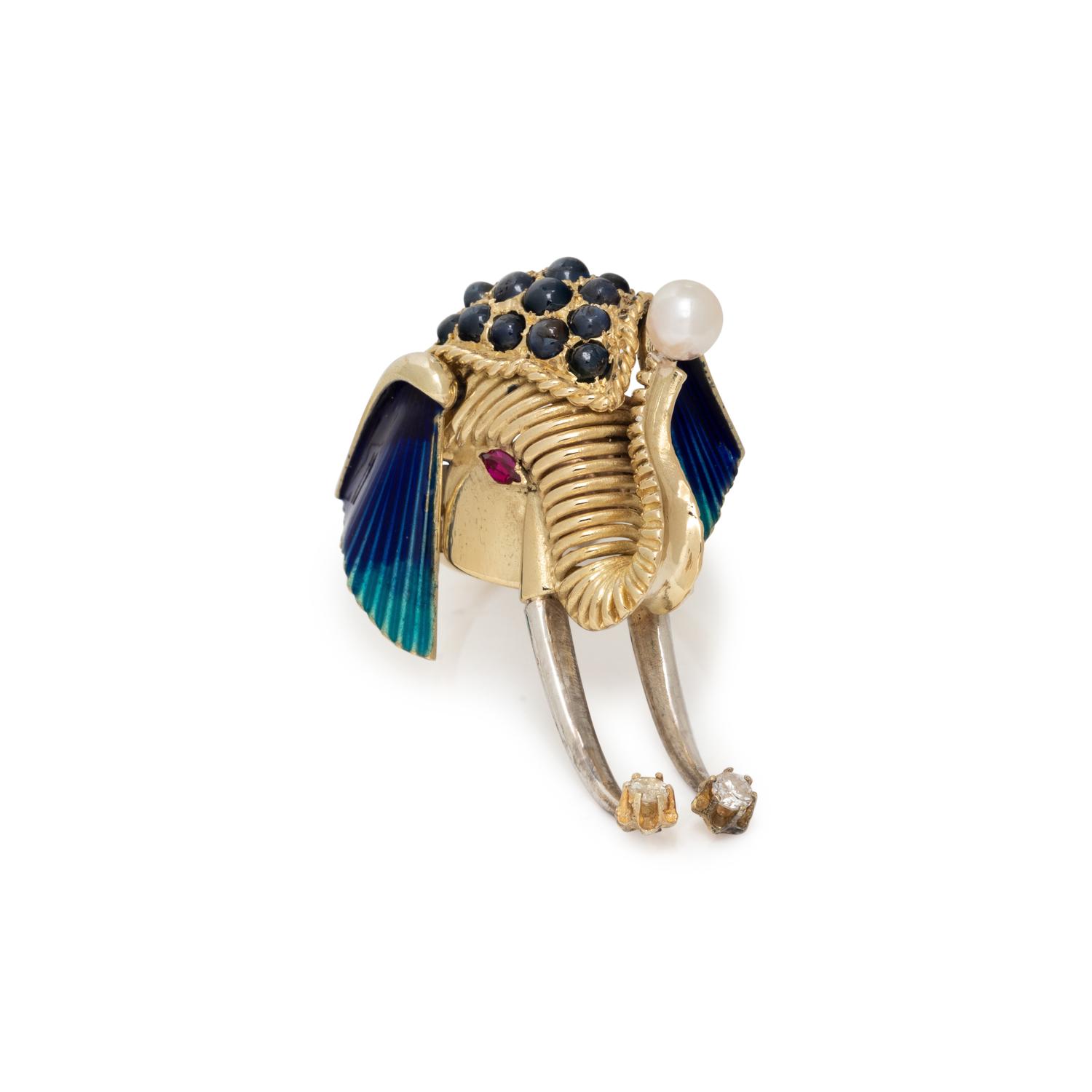 SAPPHIRE AND DIAMOND ELEPHANT RING
