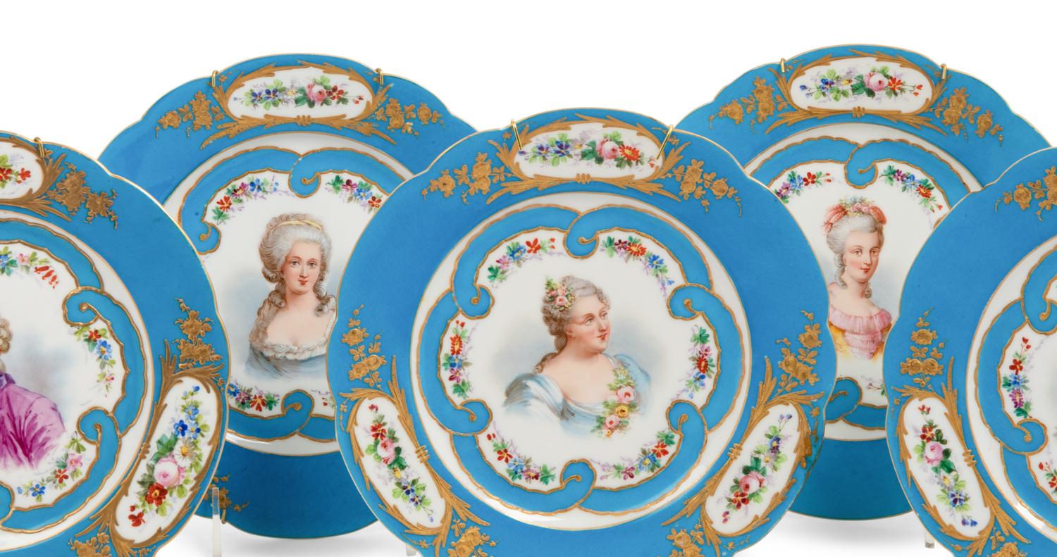 A Set of Twelve Sèvres Style Porcelain Plates