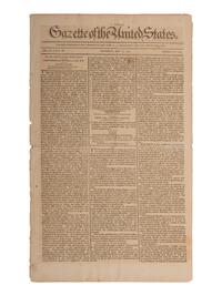 [WASHINGTON, DC]. First newspaper printing of the Act establishing the Federal Capital City.