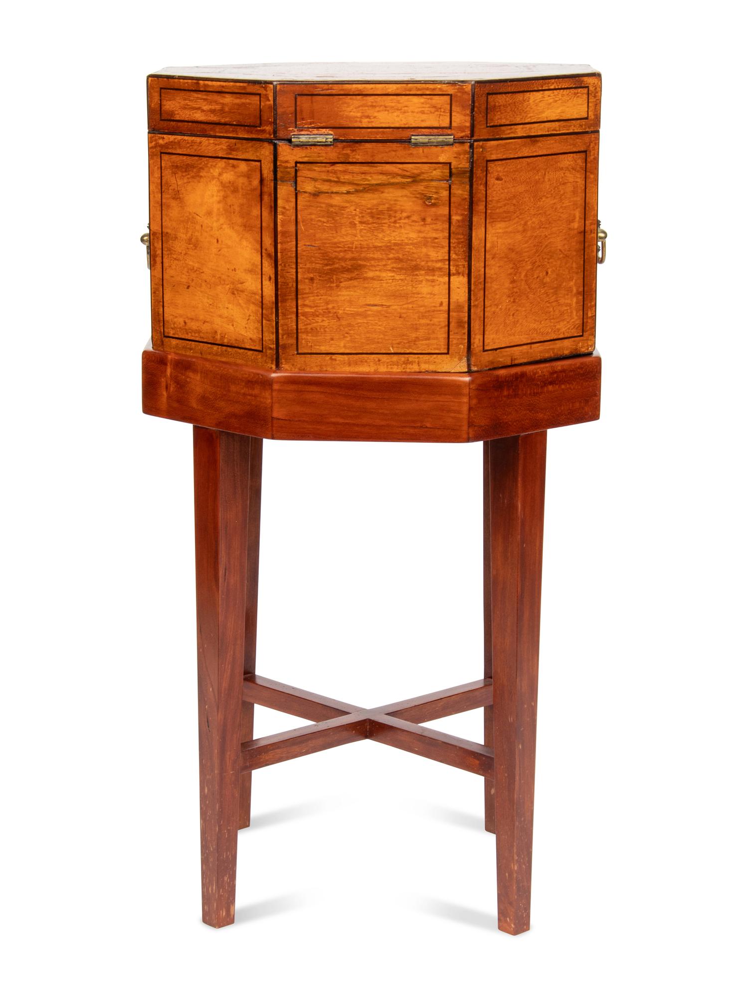 An English Mahogany and Paint-Decorated Cellarette