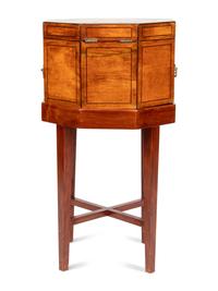 An English Mahogany and Paint-Decorated Cellarette