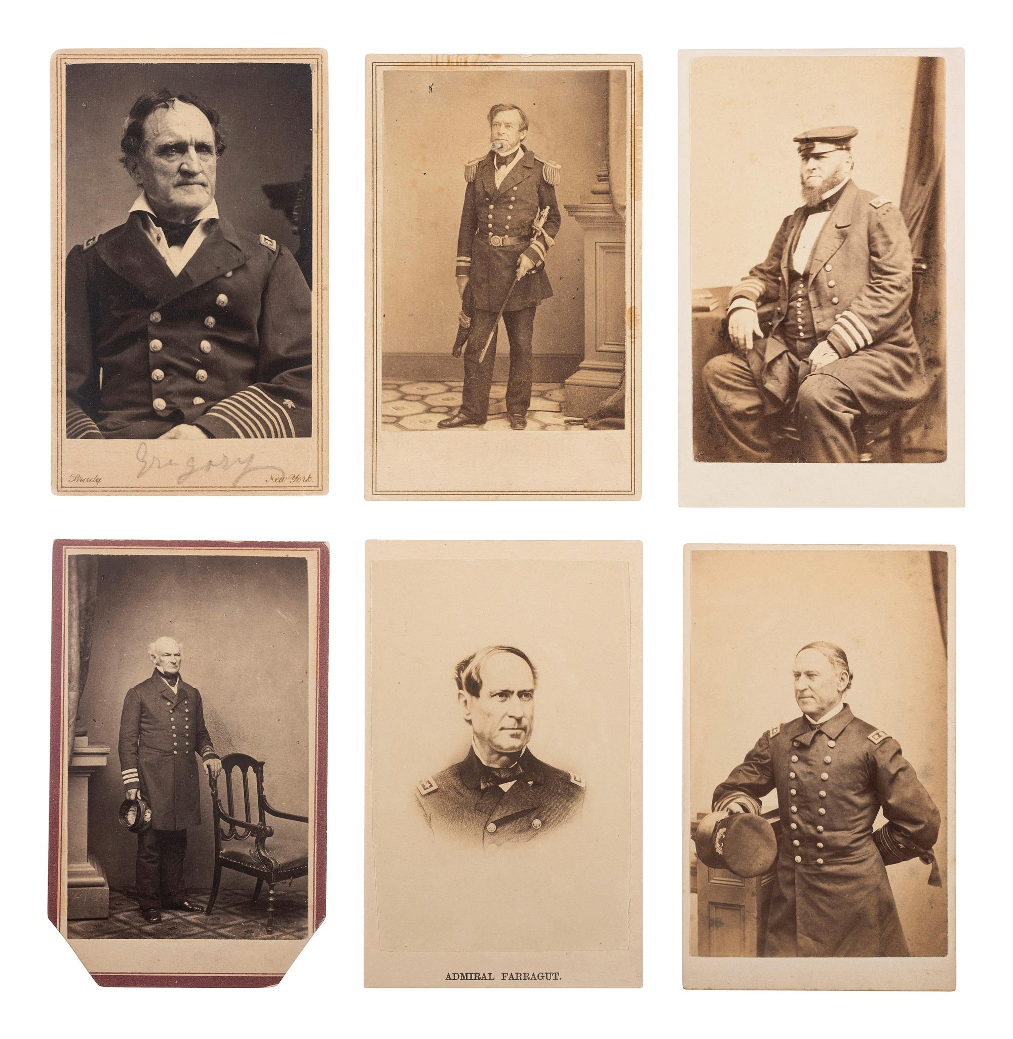 [CIVIL WAR]. A group of 6 CDVs of US Navy flag officers, comprising: