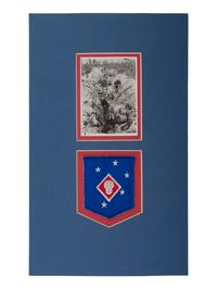 [ROOSEVELT, James (1907-1991)]. Photograph of US Marine Raiders signed ("James Roosevelt") with patch.