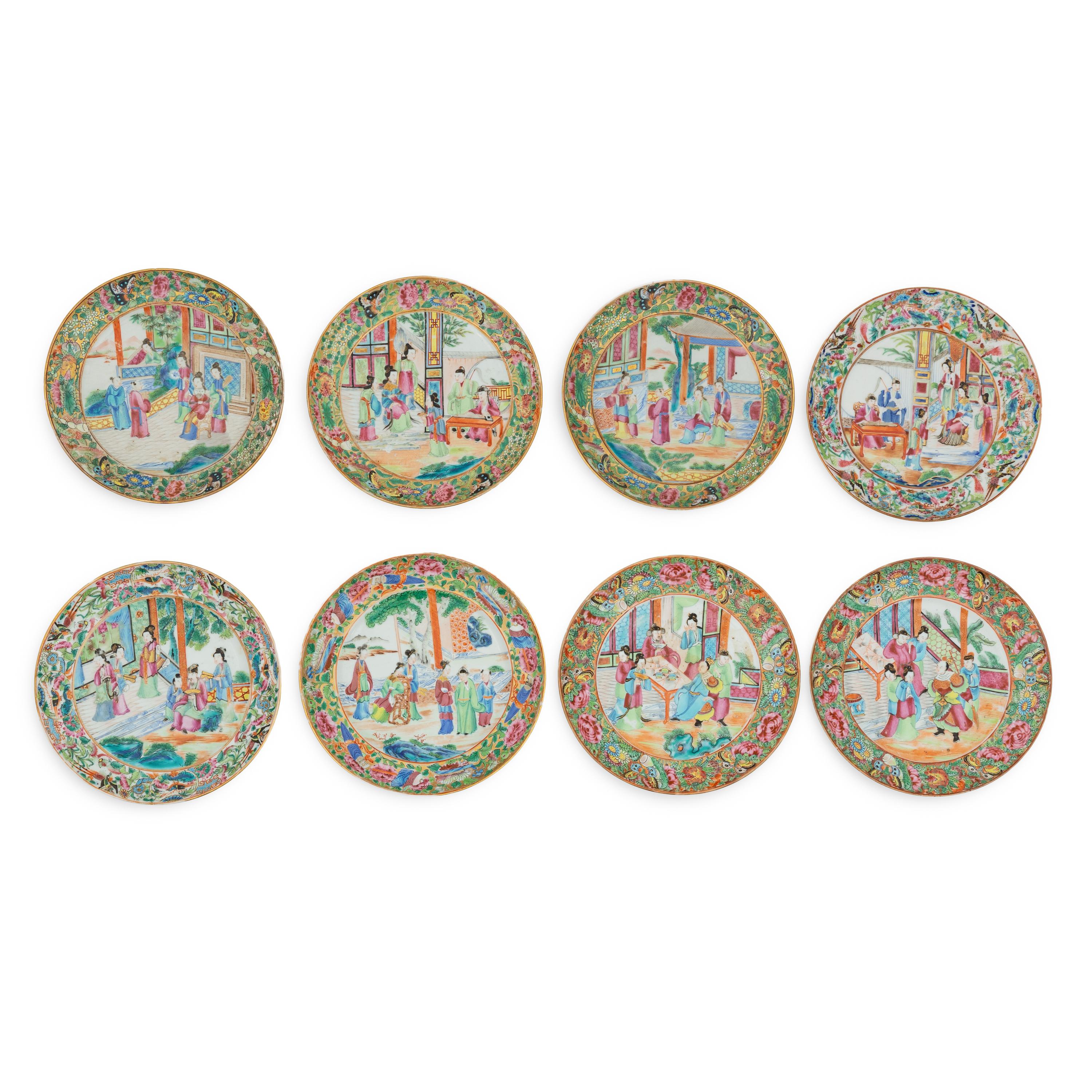 A Fourteen Piece Group of Chinese Export Famille Rose Gilt and Enamel Porcelain Serveware