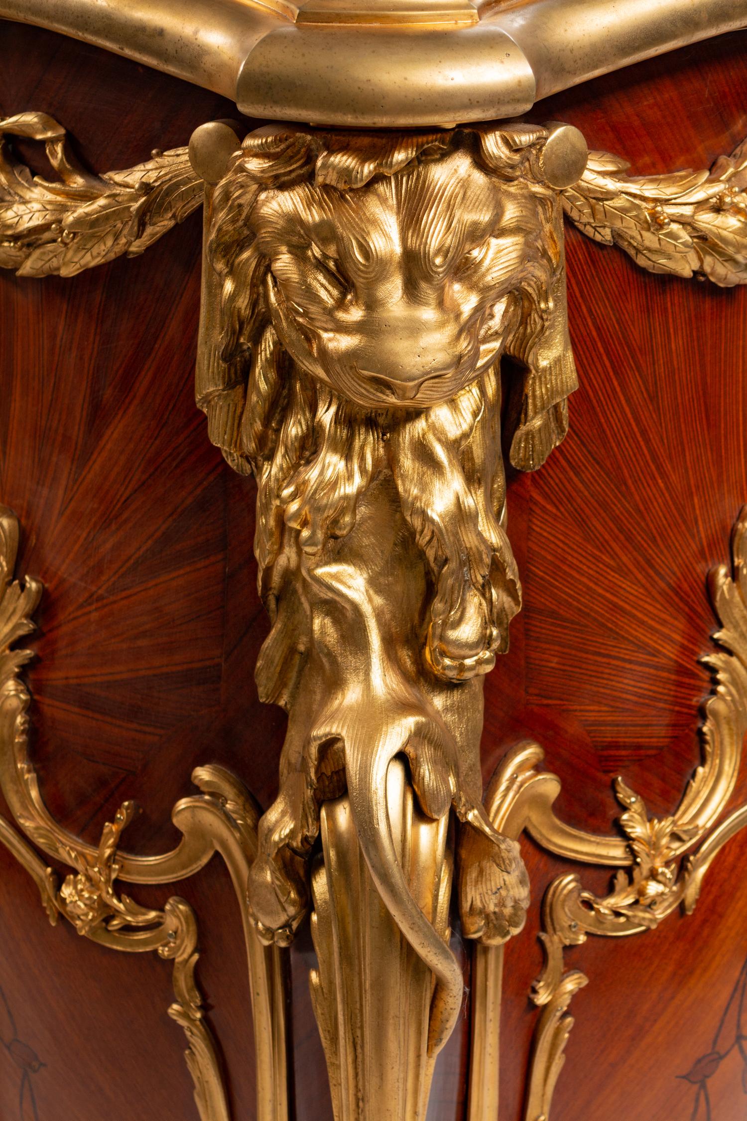 A Pair of Louis XV Style Gilt-Bronze-Mounted Marquetry Pedestals — AFTER A MODEL BY EMMANUEL ZWIENER, 20TH CENTURY