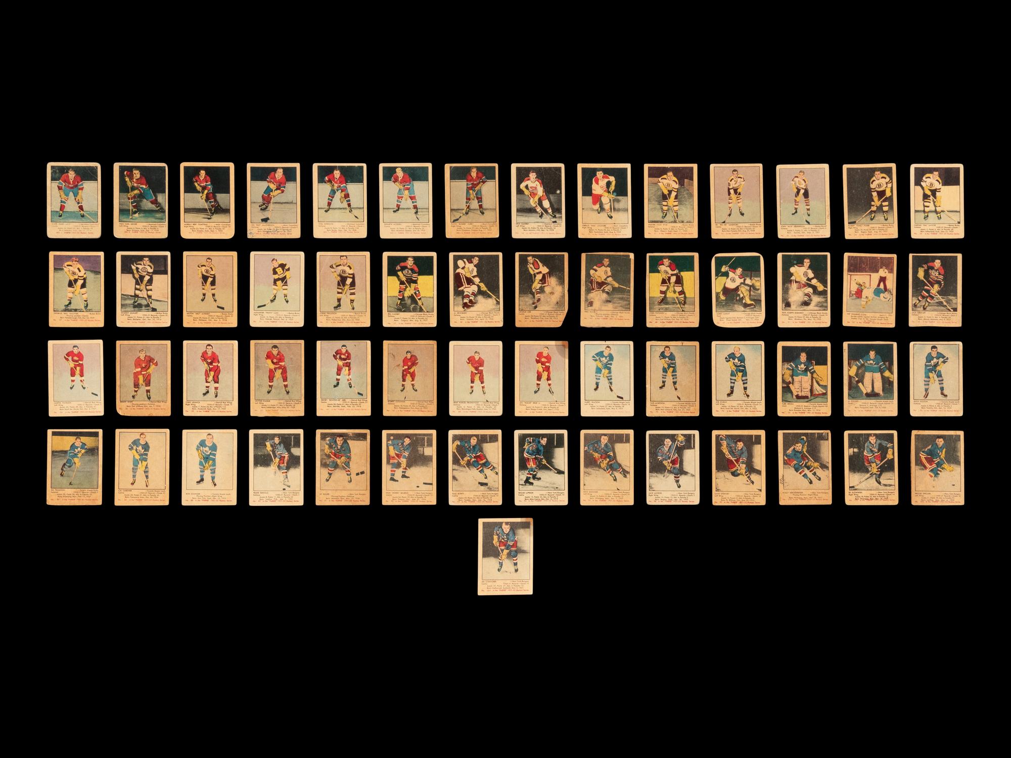 A Collection of Over 50 1951-52 Parkhurst Hockey Cards