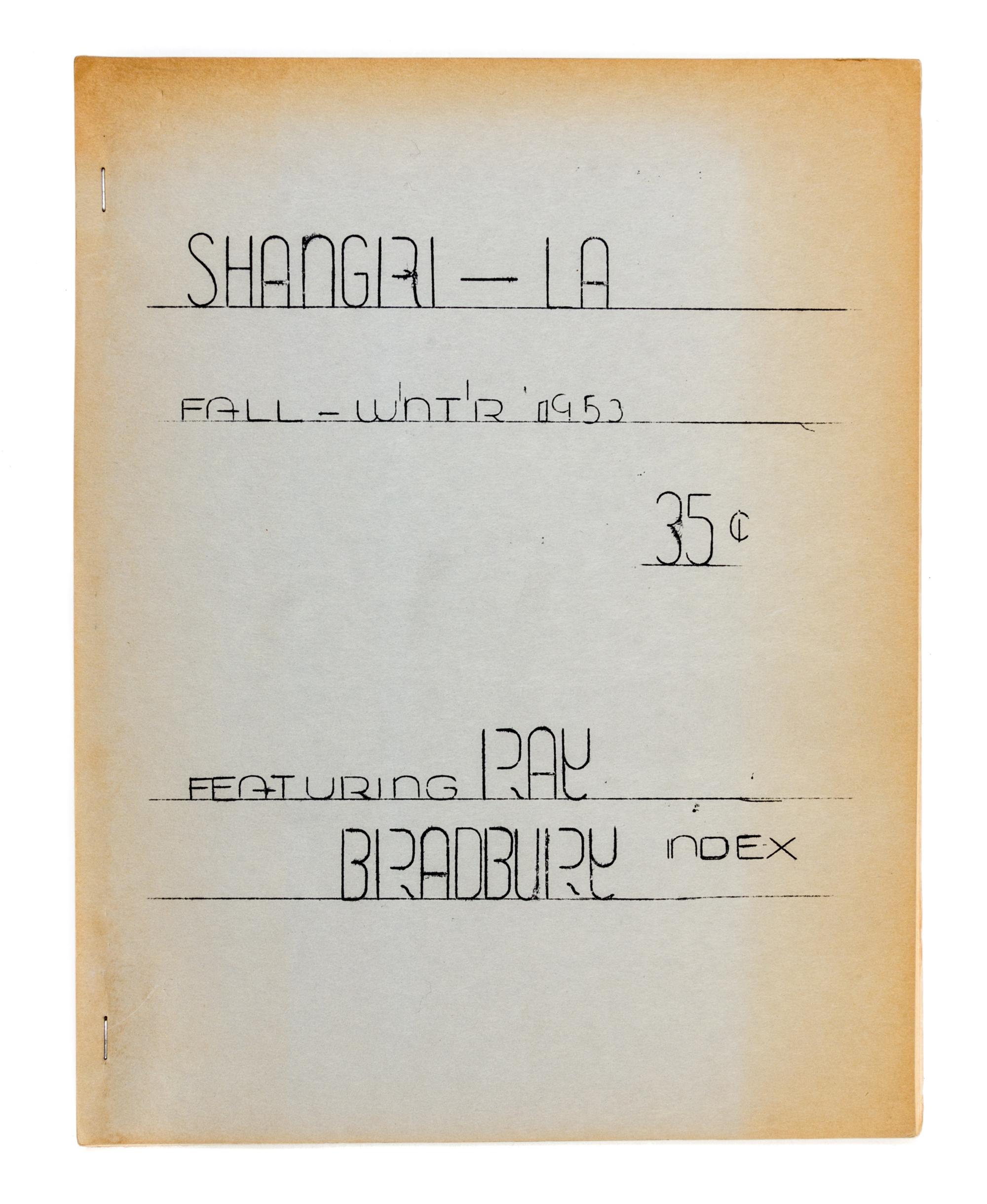 (BRADBURY, RAY). Shangri-La. Fall-Winter, 1953. Includes an index of Bradbury's works.