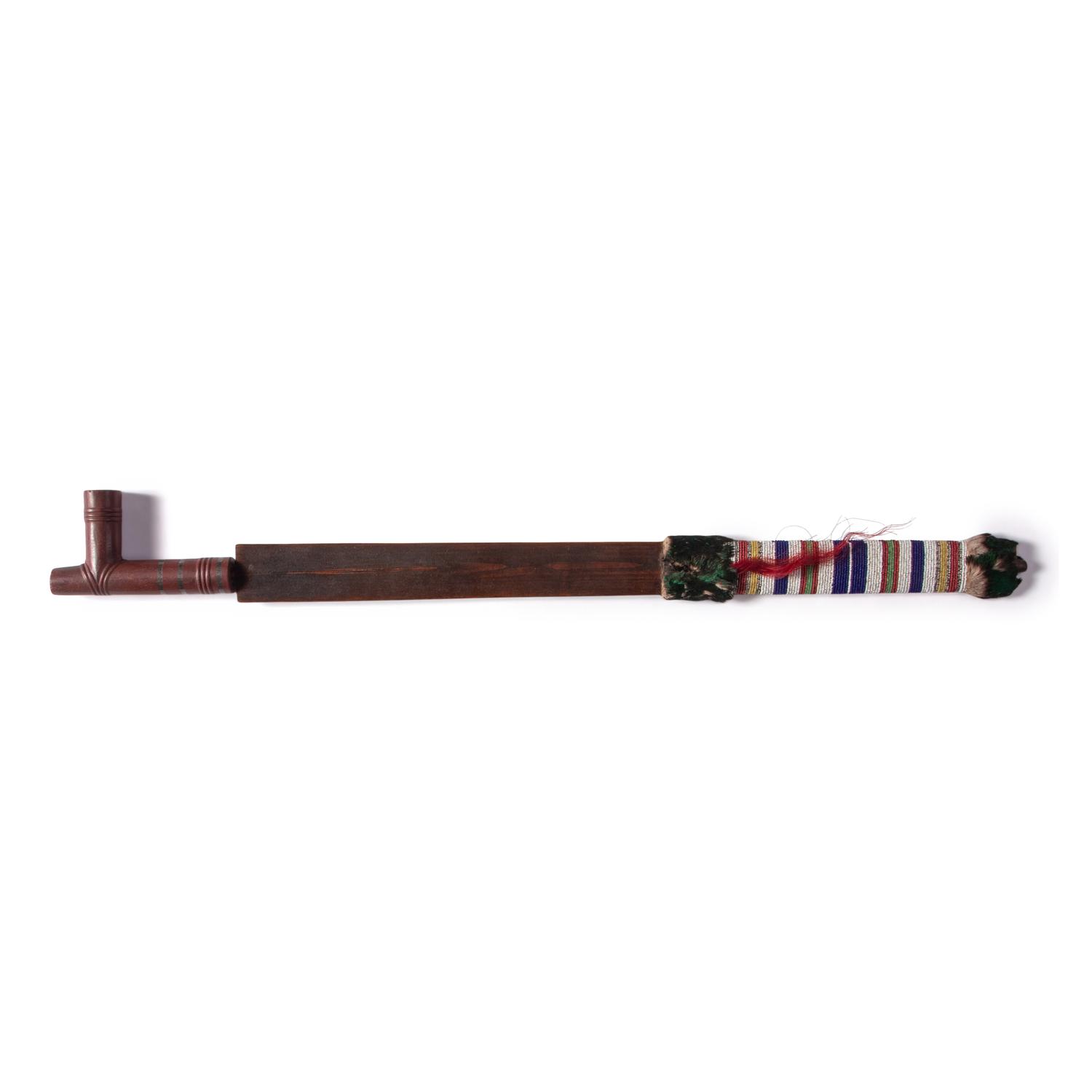 Plains Beaded Pipe Stem, with Catlinite Bowl