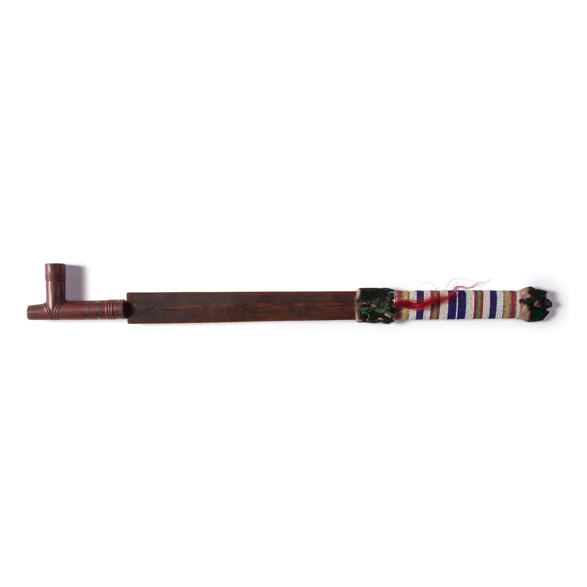 Plains Beaded Pipe Stem, with Catlinite Bowl