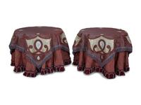 A Pair of Fabric-Covered Circular Side Tables