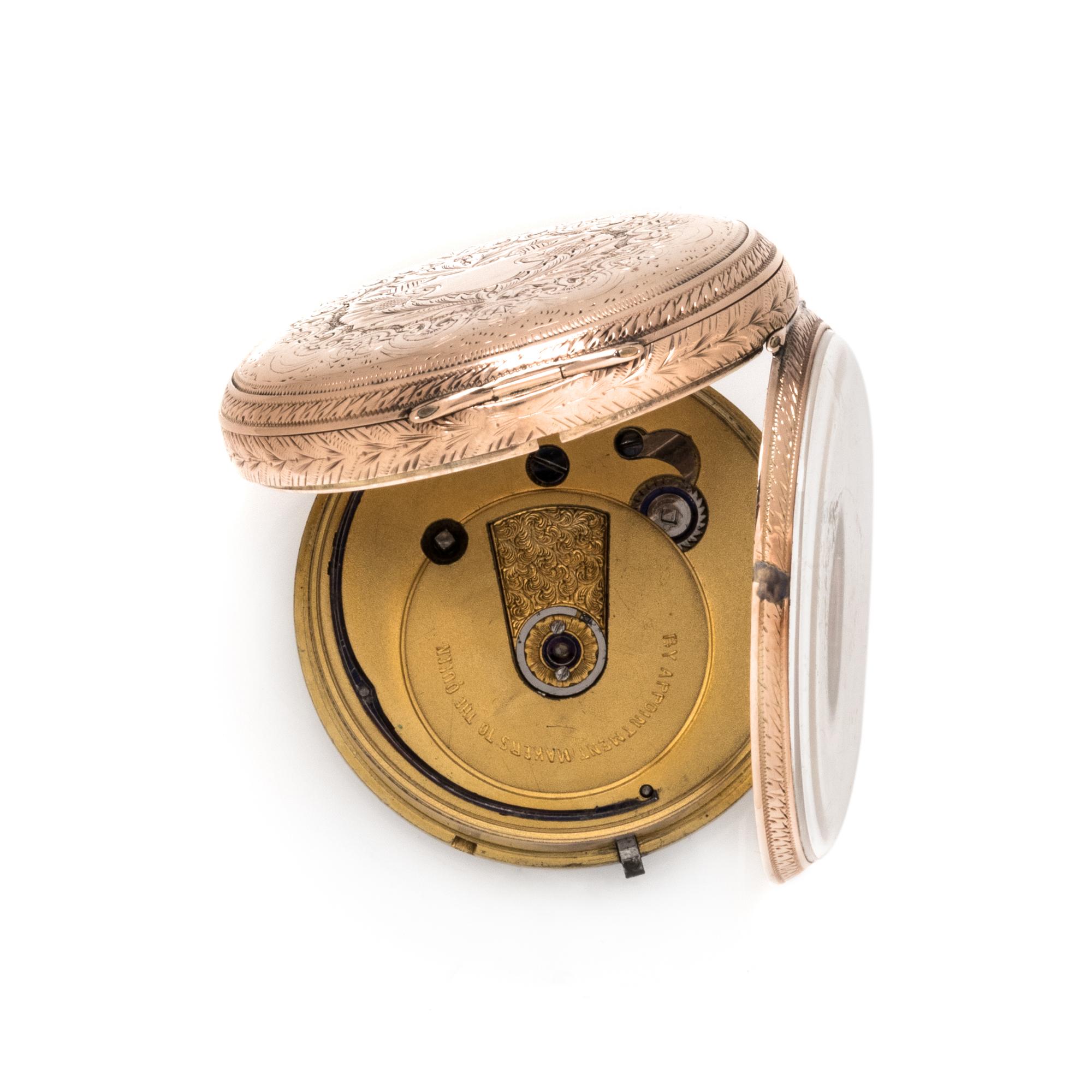 BRITISH, 9K PINK GOLD OPEN FACE POCKET WATCH