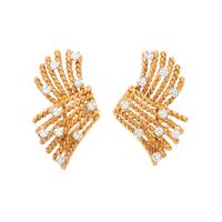 TIFFANY & CO., SCHLUMBERGER, YELLOW GOLD AND DIAMOND 'V-ROPE' EARRINGS