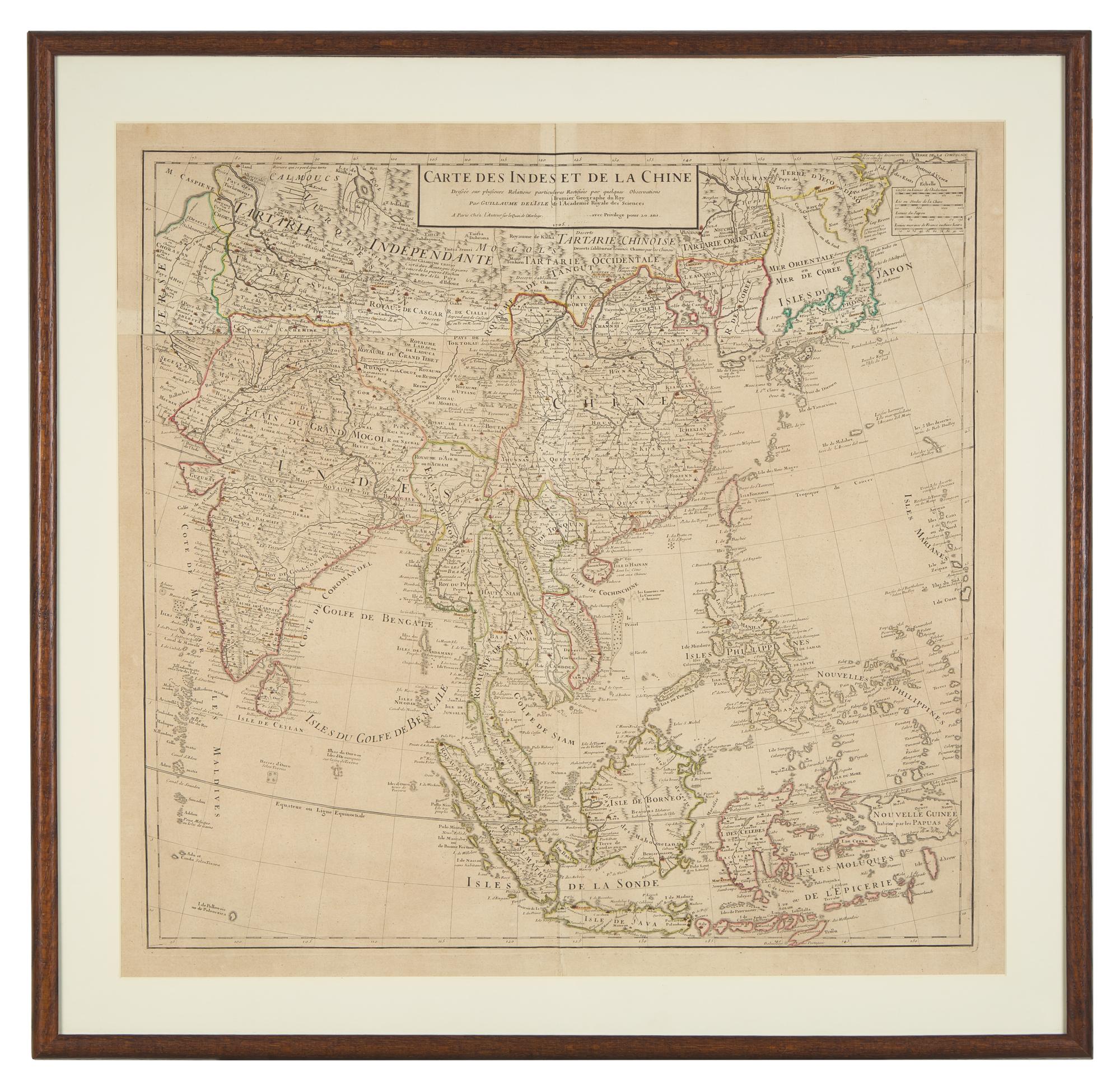 [Maps & Atlases] L'Isle, Guillaume De. Carte des Indes et de la Chine...