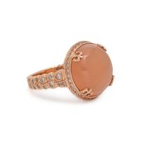 FRENCH, ROSE GOLD, PINK MOONSTONE AND DIAMOND RING