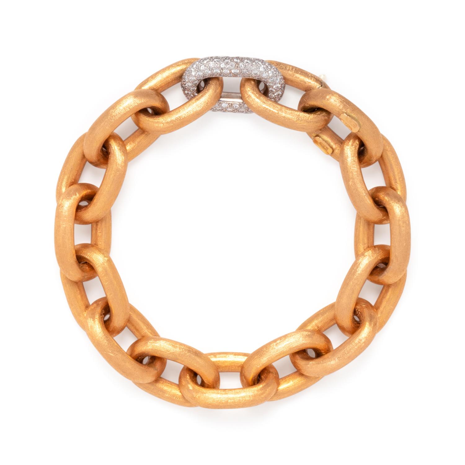 BICOLOR GOLD AND DIAMOND LINK BRACELET