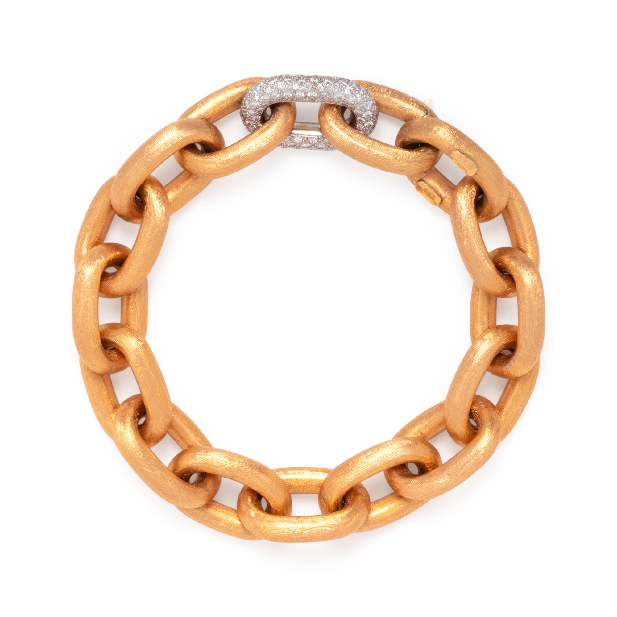 BICOLOR GOLD AND DIAMOND LINK BRACELET