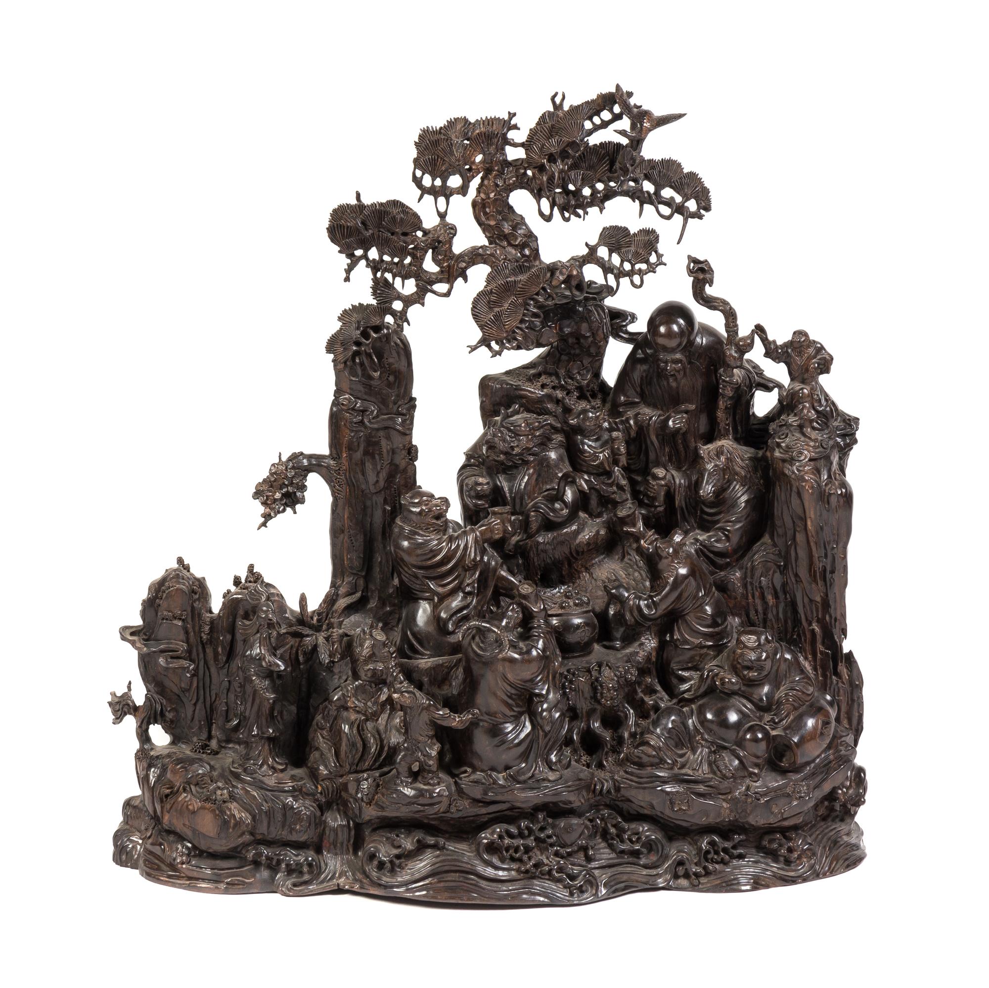 A Hardwood Figural Composition Height 22 1/4 inches.