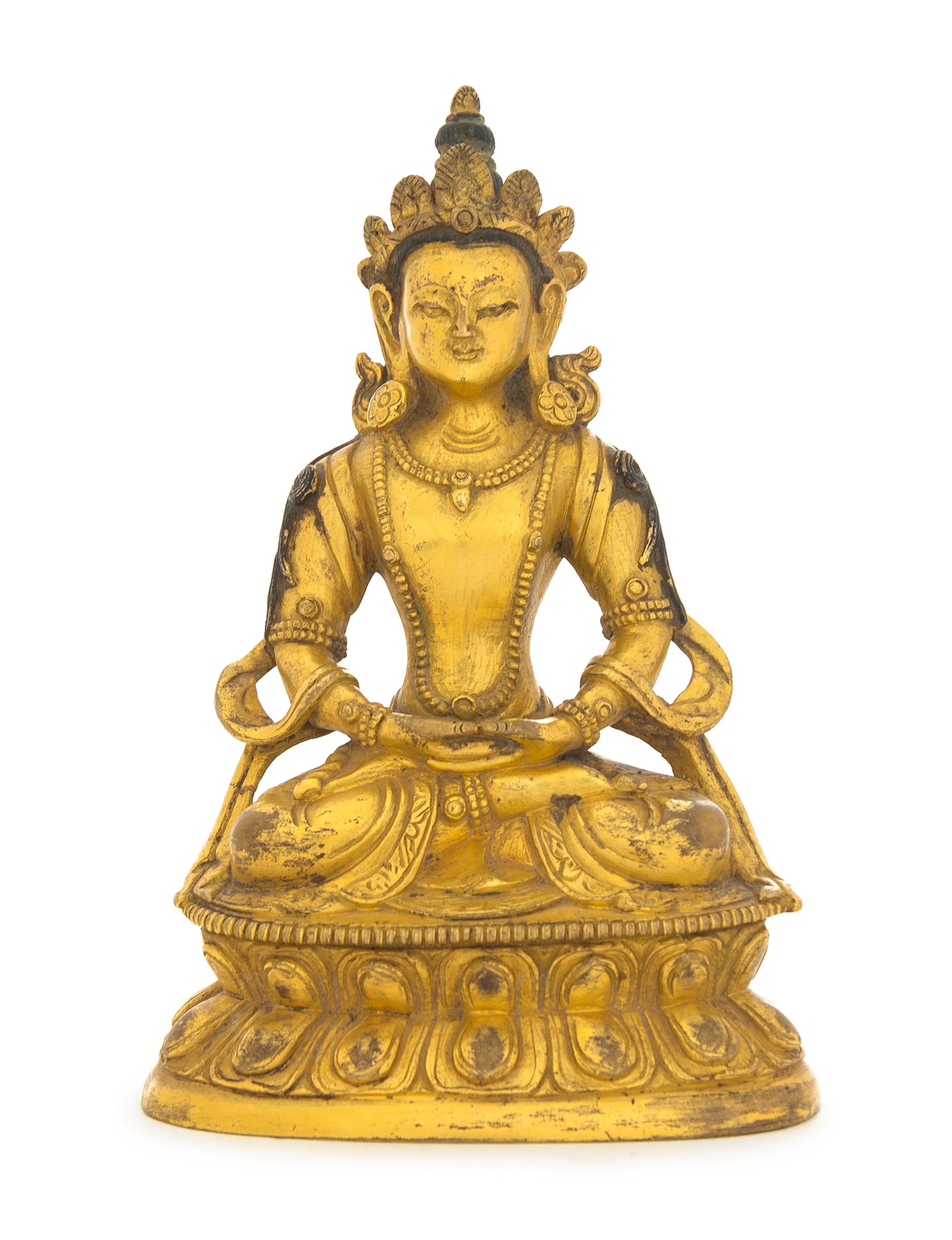 A Sino-Tibetan Gilt Bronze Figure of Tara Height 4 1/4 inches.