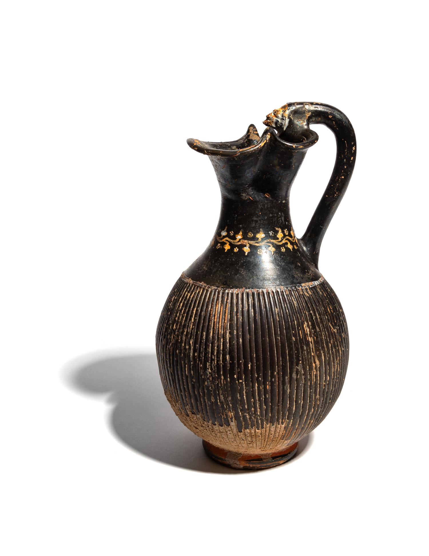 An Apulian Gnathian-Ware Ribbed Trefoil Oinochoe