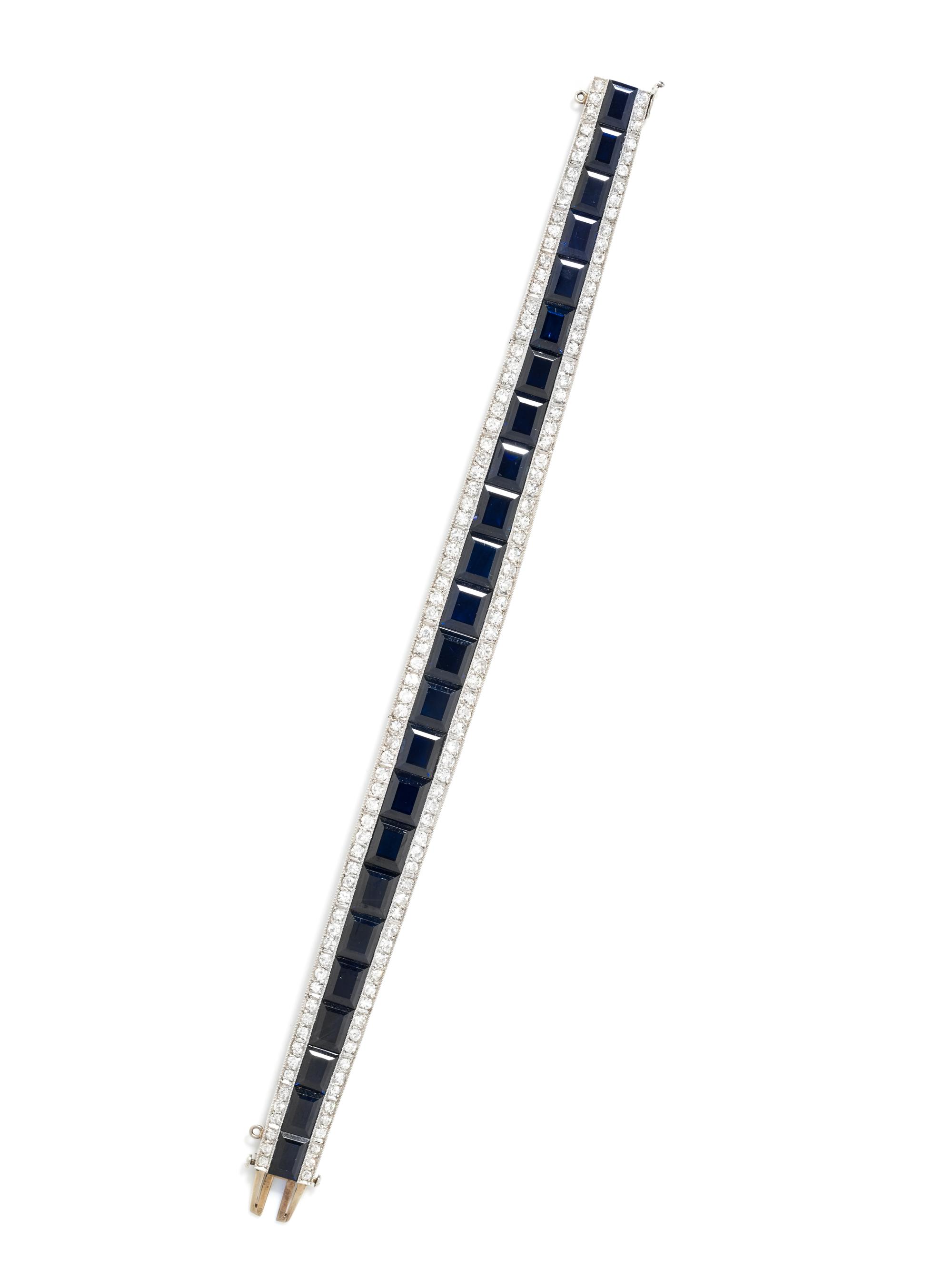 ART DECO, SAPPHIRE AND DIAMOND BRACELET