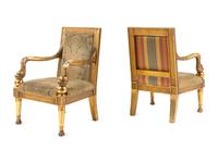 A Pair of Rose Tarlow Italian Neoclassical Style Giltwood Fauteuils