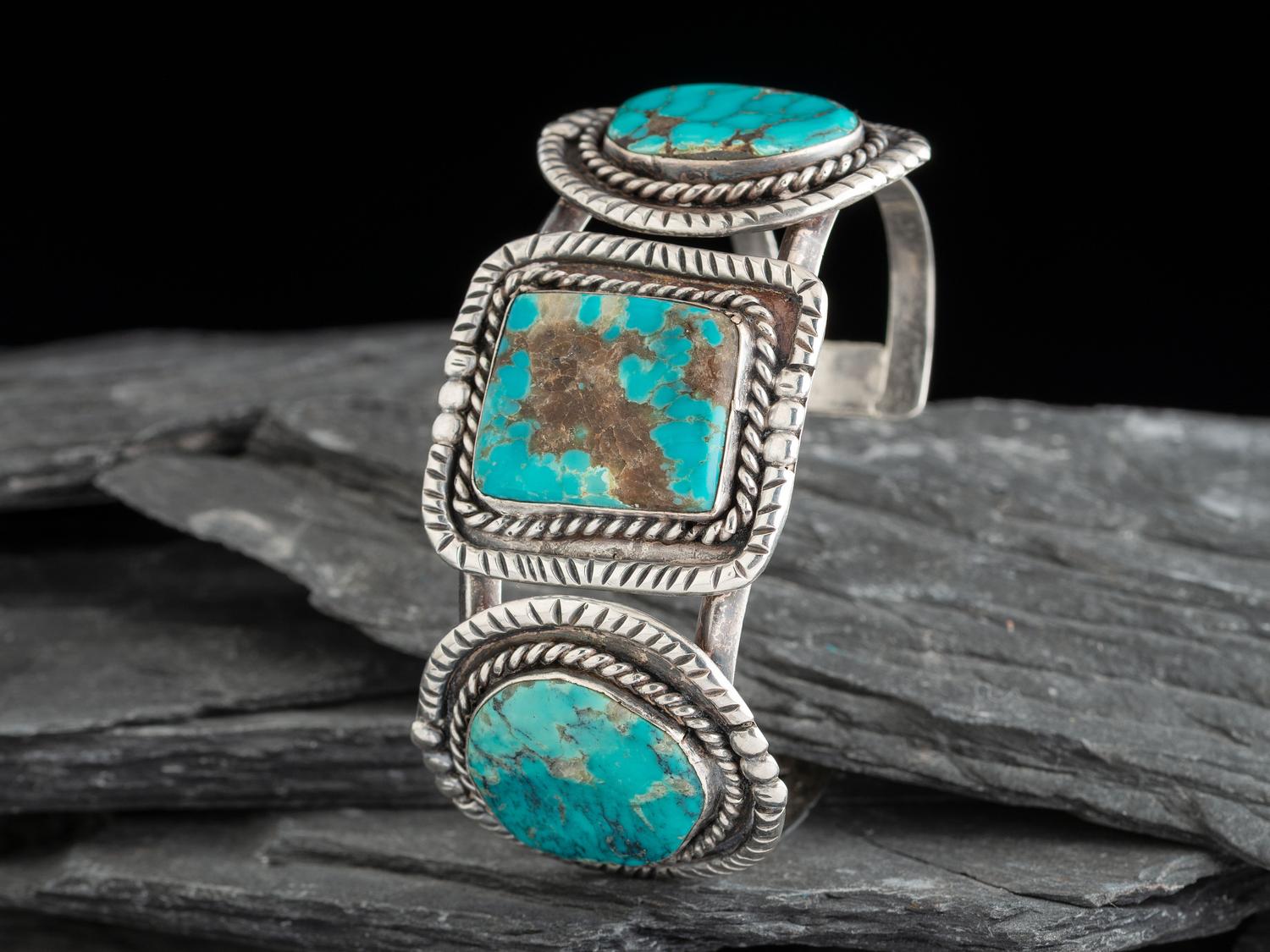 Navajo Silver and Turquoise Cuff Bracelet