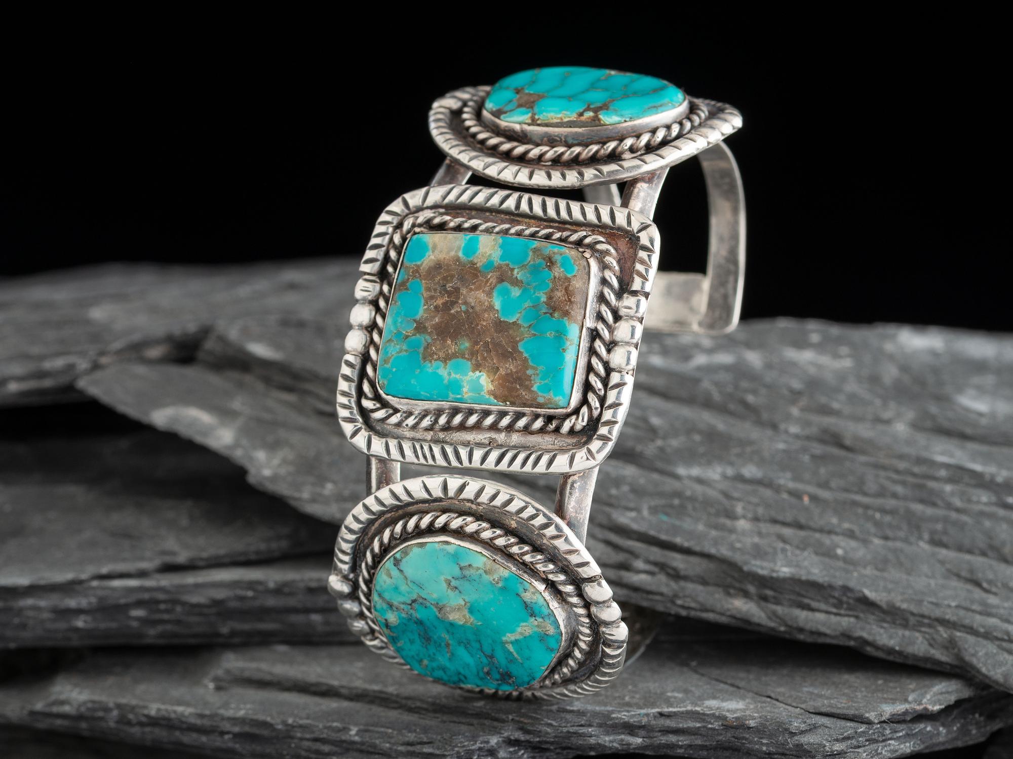 Navajo Silver and Turquoise Cuff Bracelet