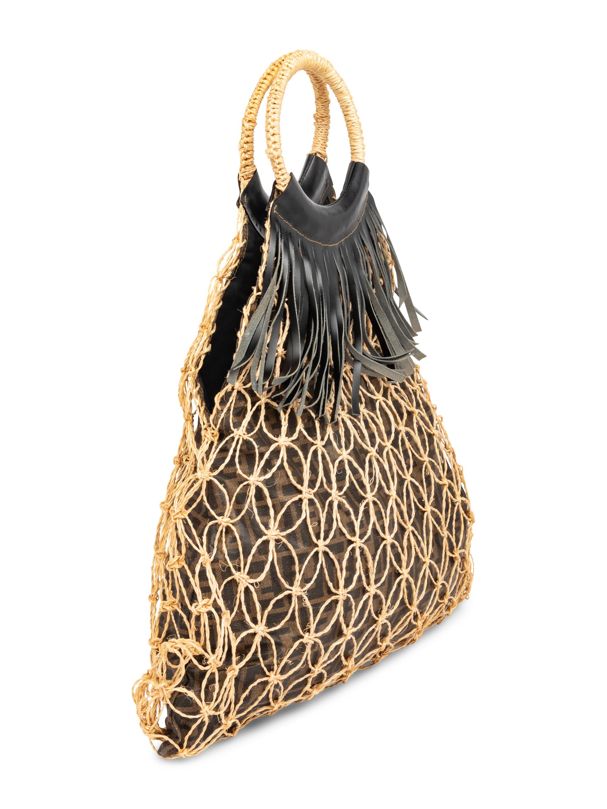 FENDI, MONOGRAM TOTE WITH KNOTTED TWINE