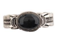 Navajo Sterling Silver and Jet Cuff Bracelet