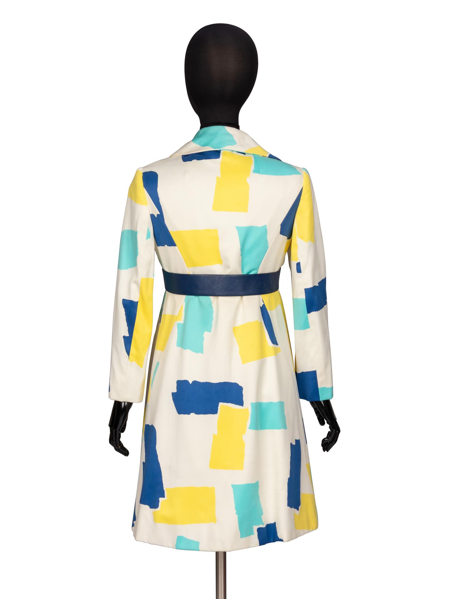 Bill Blass, Multicolor Geometric-Print Coat