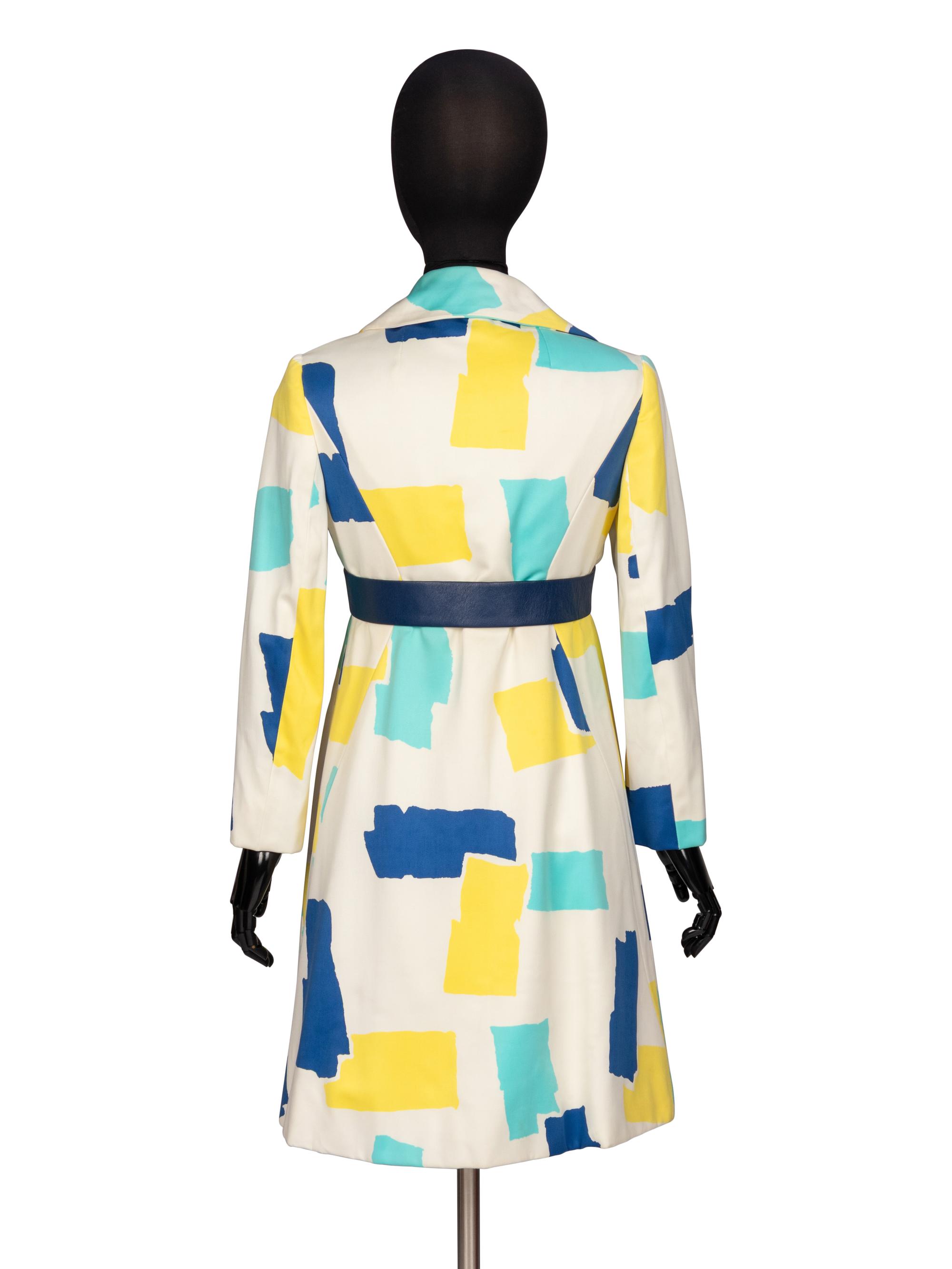 Bill Blass, Multicolor Geometric-Print Coat