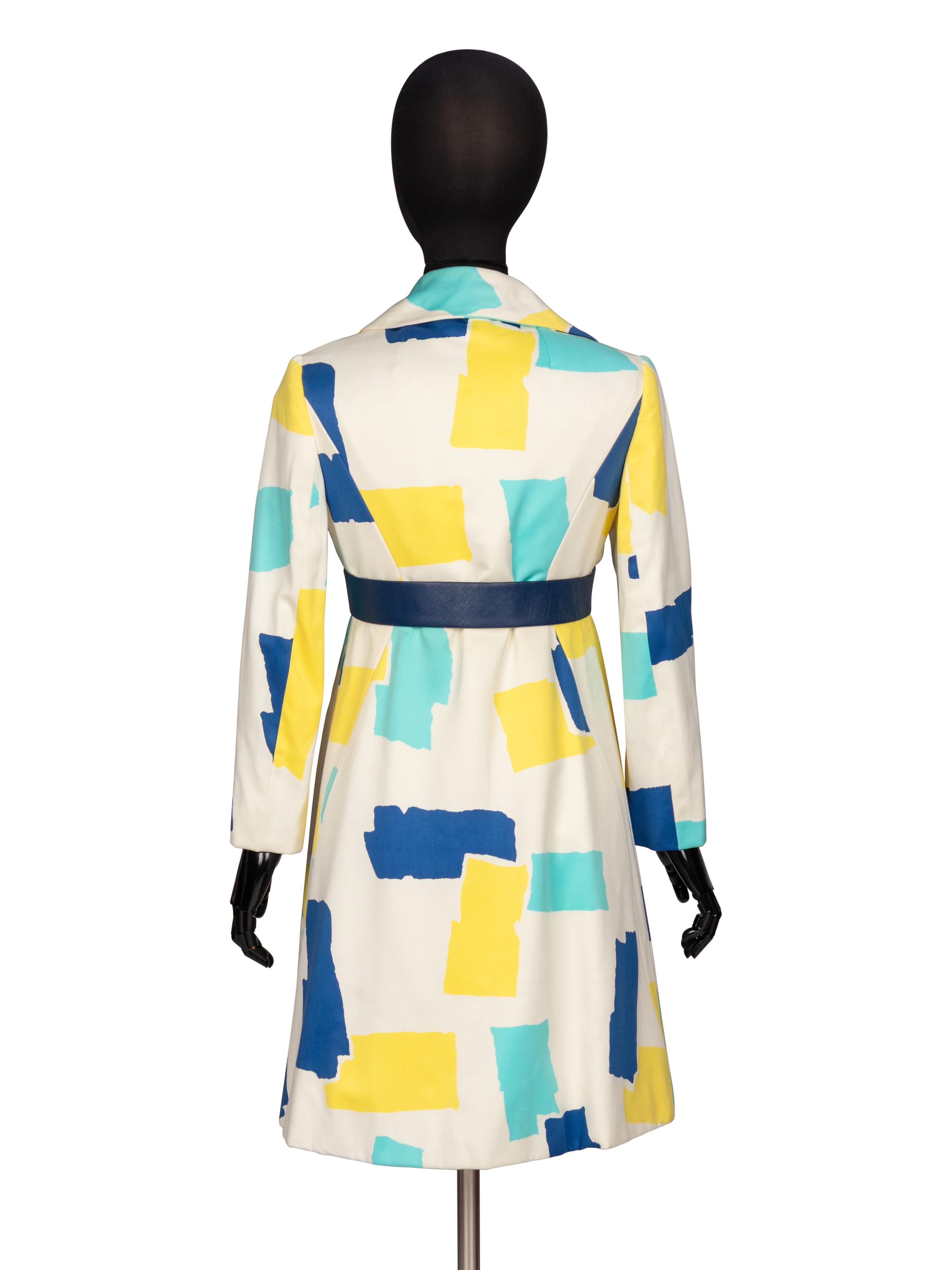 Bill Blass, Multicolor Geometric-Print Coat