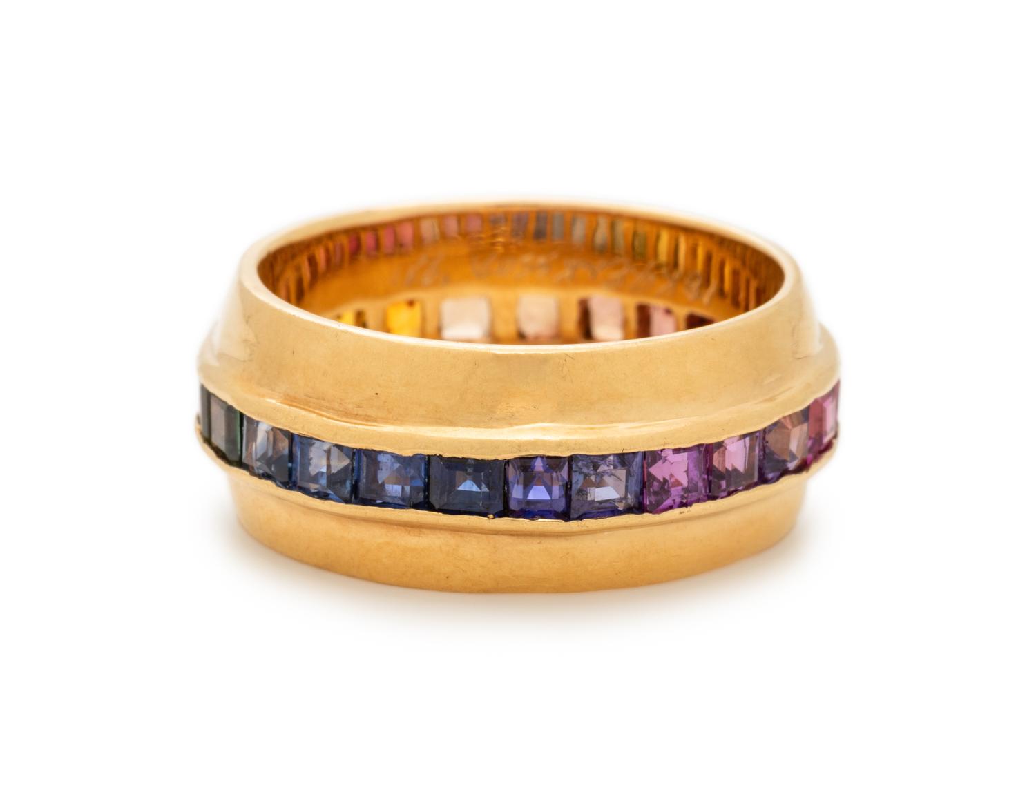 YELLOW GOLD AND MULTICOLOR SAPPHIRE RING