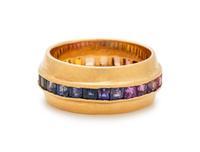 YELLOW GOLD AND MULTICOLOR SAPPHIRE RING