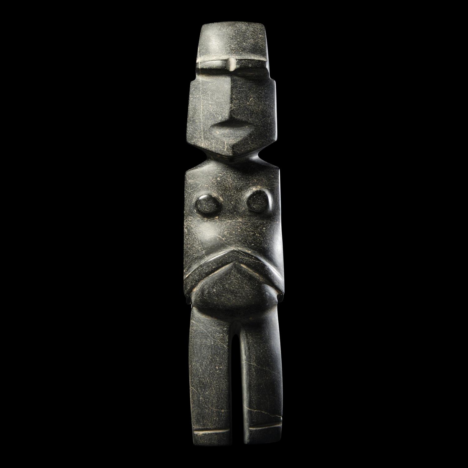 A Mezcala Black Stone Female Figure