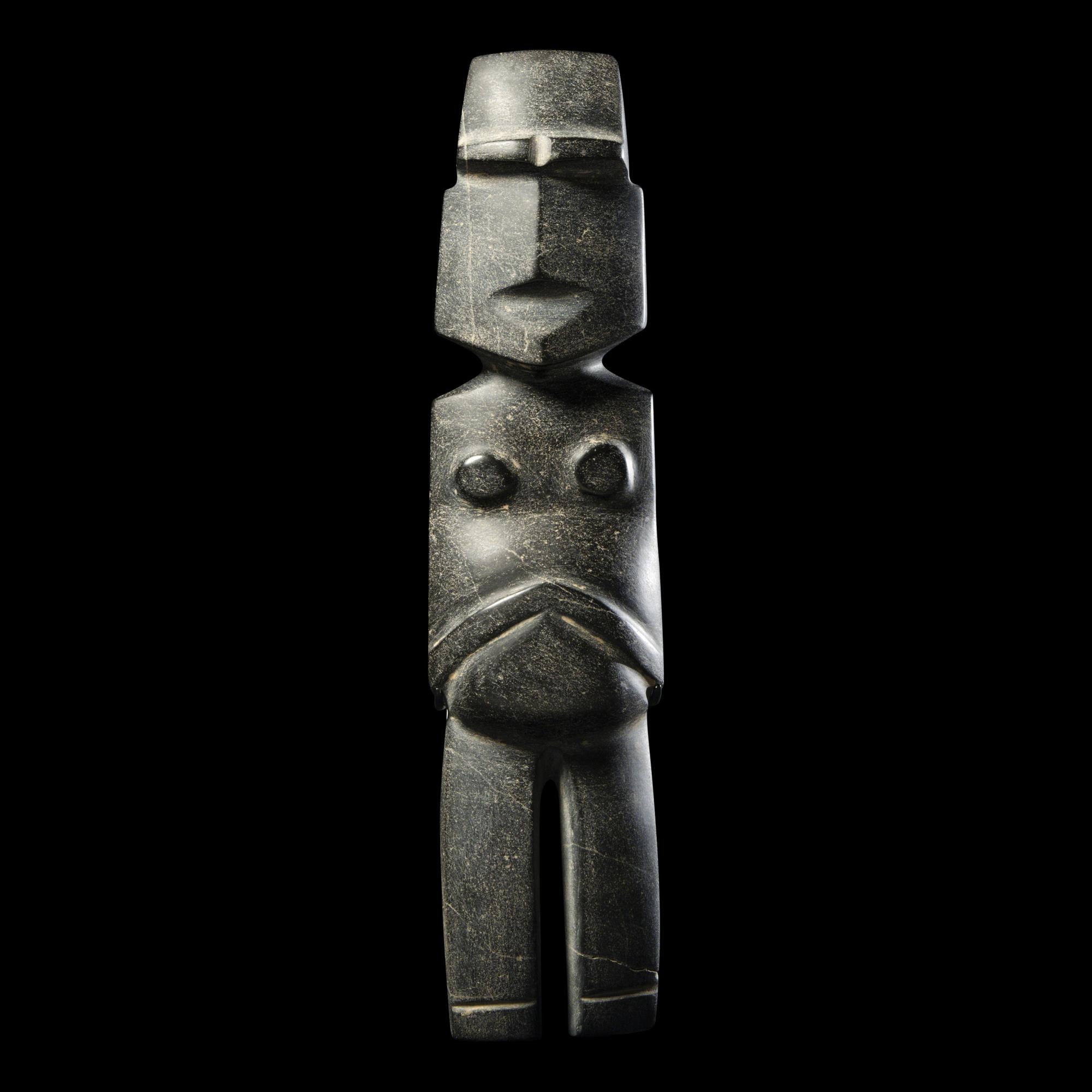 A Mezcala Black Stone Female Figure