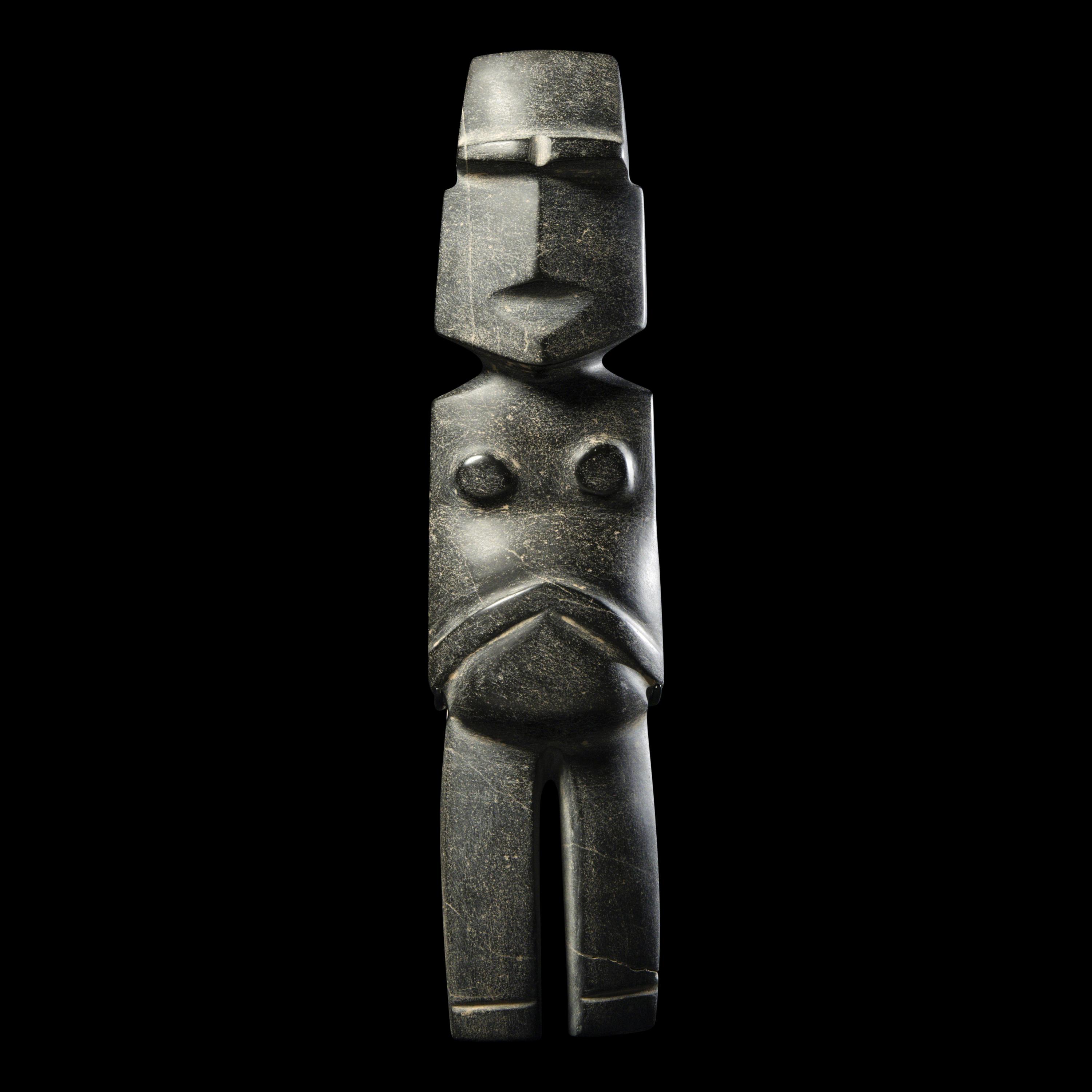 A Mezcala Black Stone Female Figure