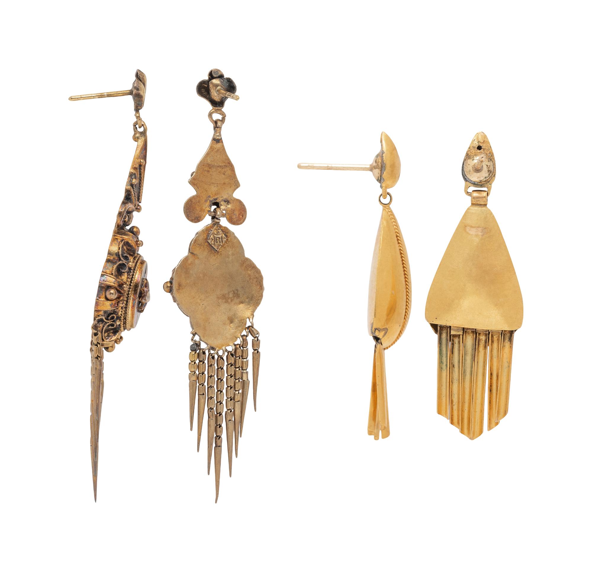 TWO PAIRS OF FRINGE EARRINGS