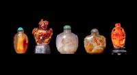 Five Chinese Agate Snuff Bottles