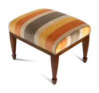 A Pair of Continental Walnut and Mahogany Bergères with Associated Ottomans