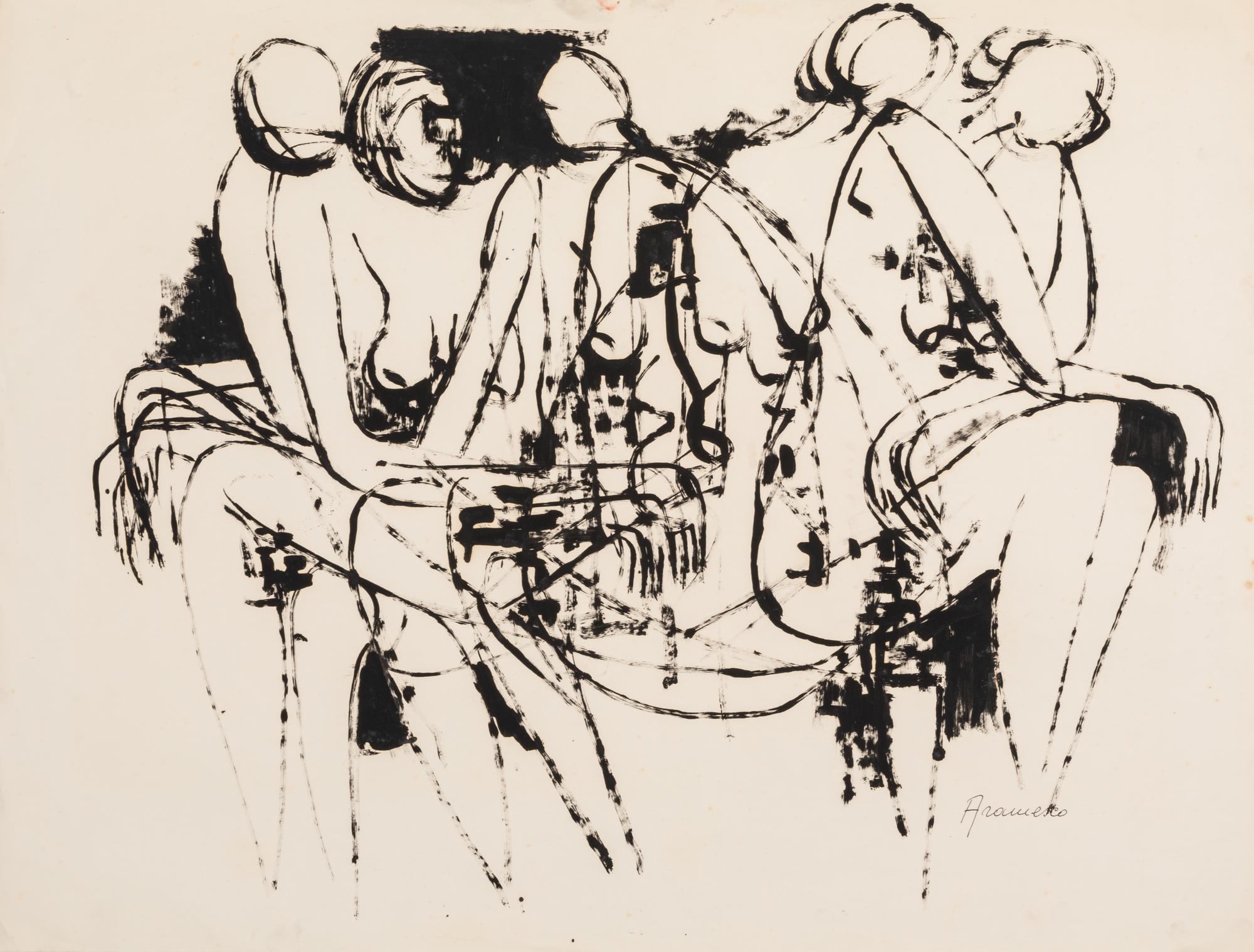 Georgeta-Gigi Aramescu Anderson, (Romanian-American, 1910-1994), A group of 4 works: Two Figures, Five Figures, Four Figures, and Four