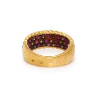 RUBY, DIAMOND, AND YELLOW GOLD RING