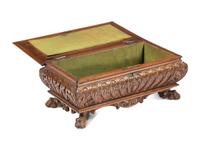 An Italian Carved Walnut Miniature Cassone or Table Casket