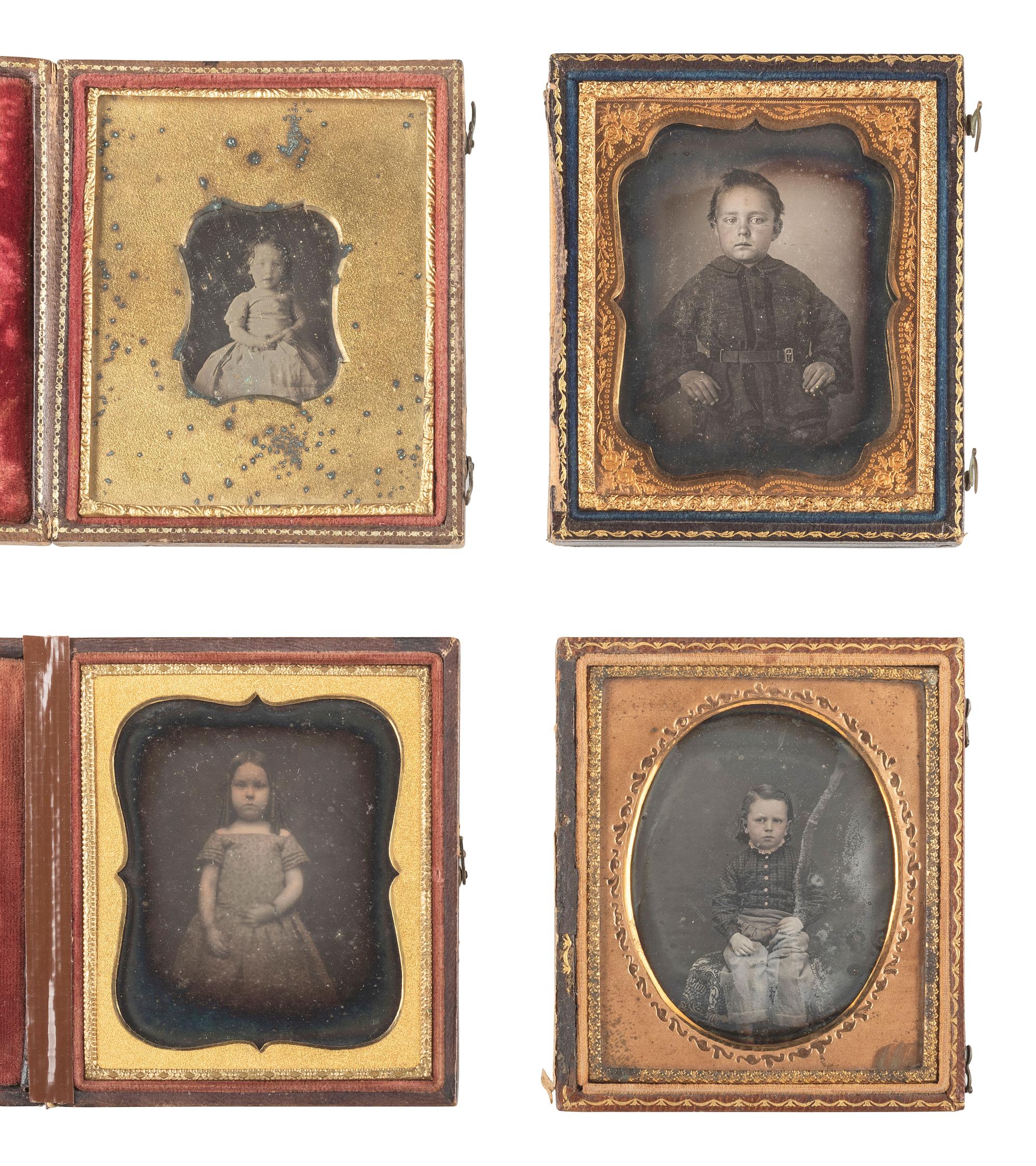 [EARLY PHOTOGRAPHY]. 30 daguerreotypes of children in sixth plate cases.